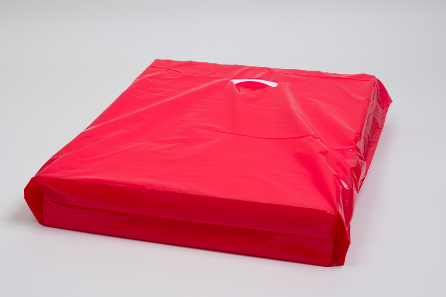 18x18x4 Red Premium Super Gloss Plastic Bags 1.25 mil