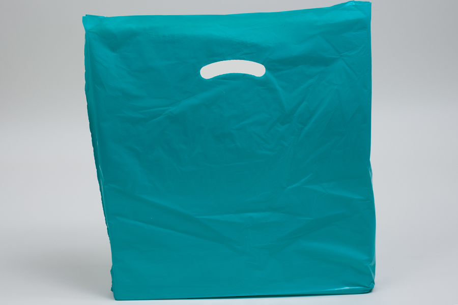 18 x 18 x 4 TEAL SUPER GLOSS PLASTIC BAGS - 1.25 mil