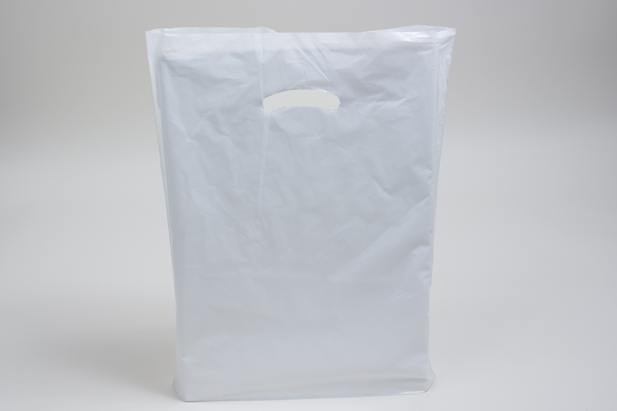 15 x 18 x 4 WHITE SUPER GLOSS PLASTIC BAGS