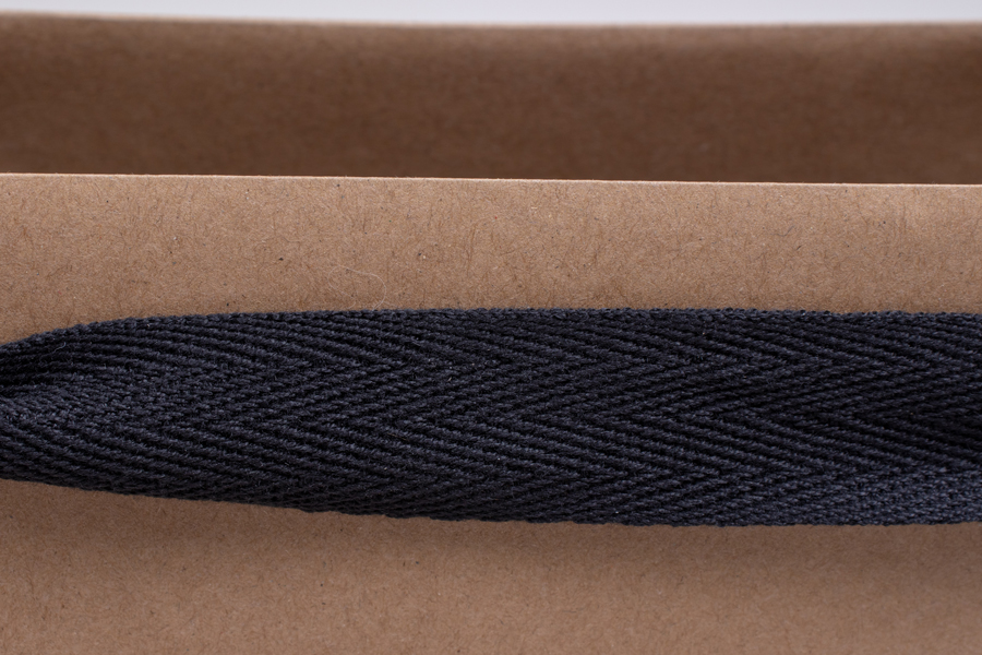 16 x 6 x 12 NATURAL KRAFT PAPER EUROTOTE SHOPPING BAGS - BLACK TWILL RIBBON HANDLES