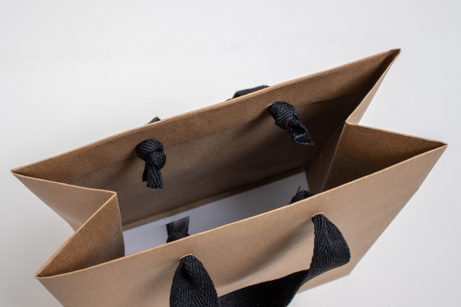 16 x 6 x 12 NATURAL KRAFT PAPER EUROTOTES - BLACK TWILL RIBBON HANDLES