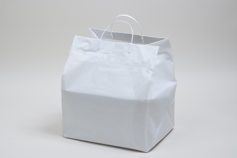 1000 Extra Large 22" x 18" X 3" solide blanc Patch Poignée Plastique Carrier Bags