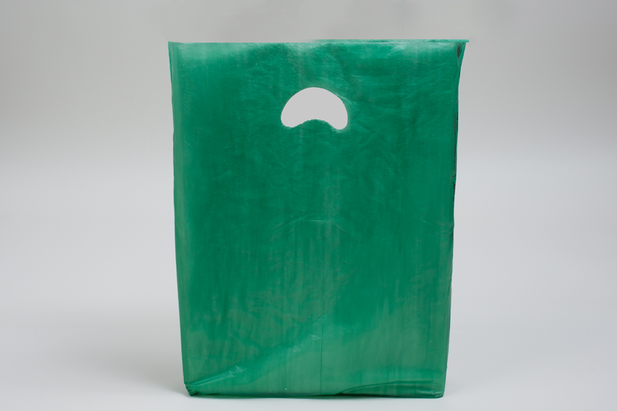 12 x 3 x 18 DARK GREEN SATIN HIGH DENSITY PLASTIC BAGS