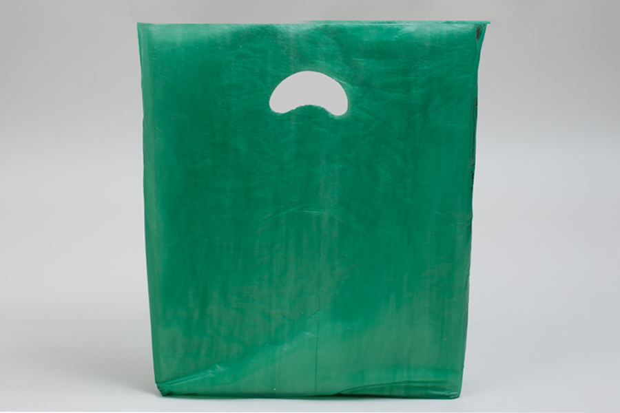 13 x 3 x 21 DARK GREEN SATIN HIGH DENSITY PLASTIC BAGS - 0.70 mil