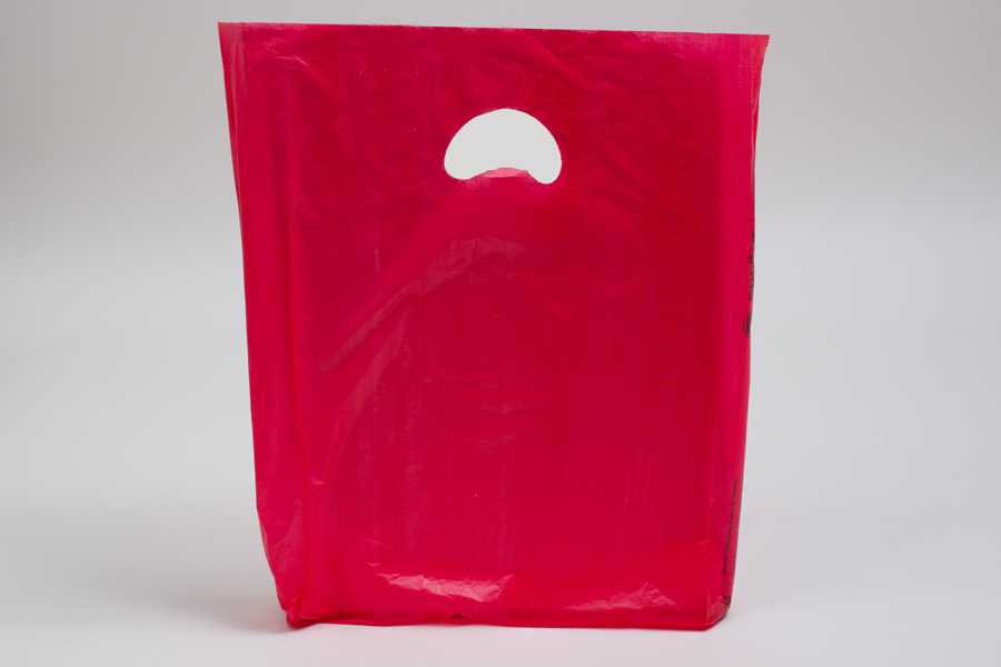 12 x 3 x 18 RED SATIN HIGH DENSITY PLASTIC BAGS - 0.70 mil