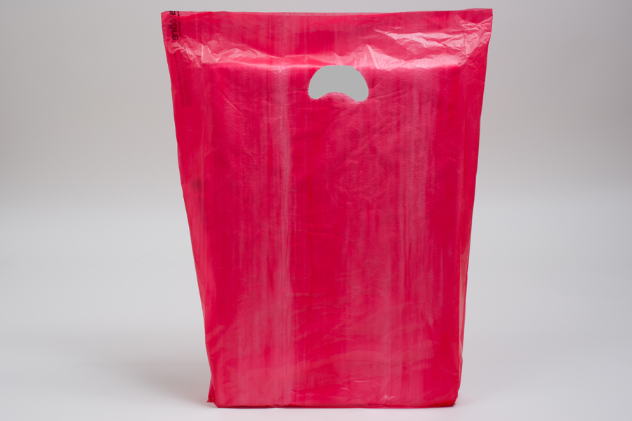 13 x 3 x 21 RED SATIN HIGH DENSITY PLASTIC BAGS - 0.70 mil