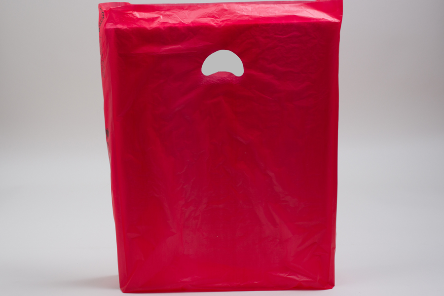 16 x 4 x 24 RED SATIN HIGH DENSITY PLASTIC BAGS - 0.75 mil