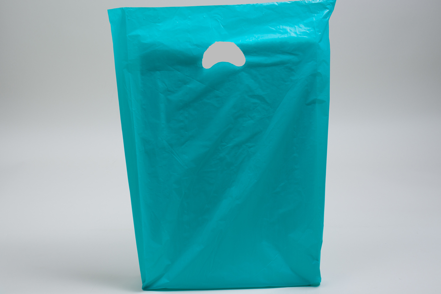 16 x 4 x 24 TEAL SATIN HIGH DENSITY PLASTIC BAGS - 0.75 mil