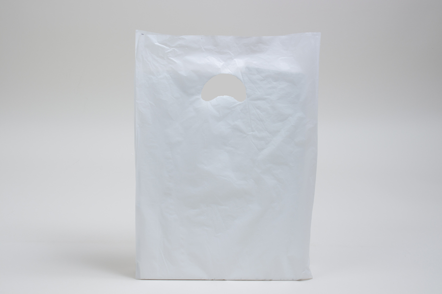 12 x 3 x 18 WHITE SATIN HIGH DENSITY PLASTIC BAGS - 0.70 mil