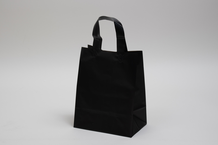 8 x 5 x 10 BLACK FROSTED LOOP-HANDLE PLASTIC BAGS - 4 mil