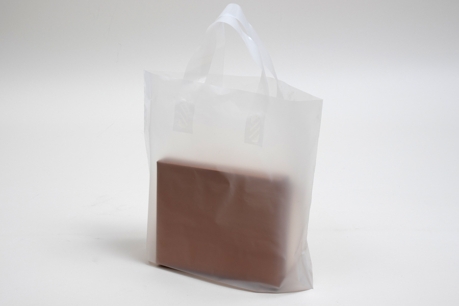 8 x 4 x 7 CLEAR FROSTED LOOP-HANDLE PLASTIC BAGS - 4 mil