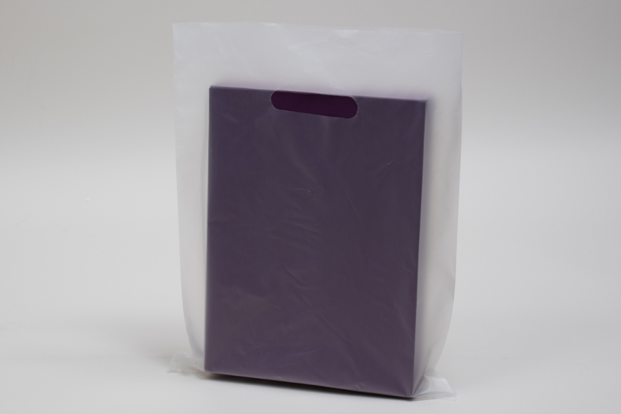 Clear Frosted Plastic Shopping Bags - 16” x 6” x 19” - Case of 200