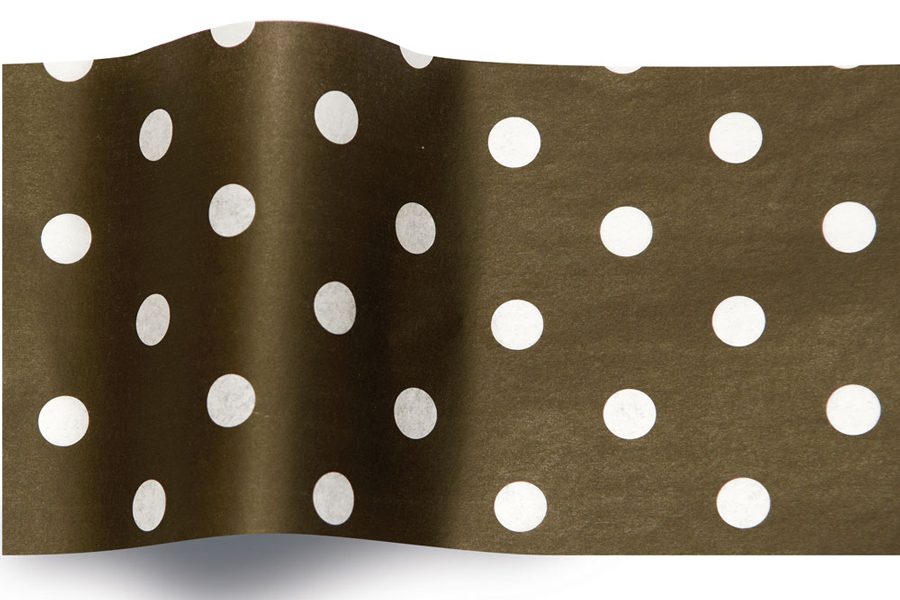 20 x 30 SATINWRAP TISSUE PAPER -  WHITE DOTS/BLACK