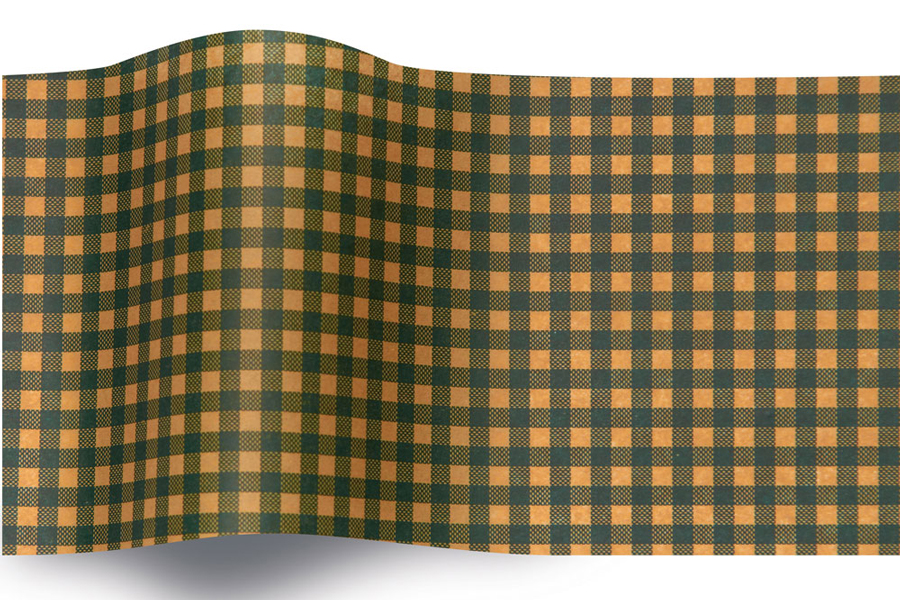 20 x 30 SATINWRAP TISSUE PAPER - GREEN GINGHAM