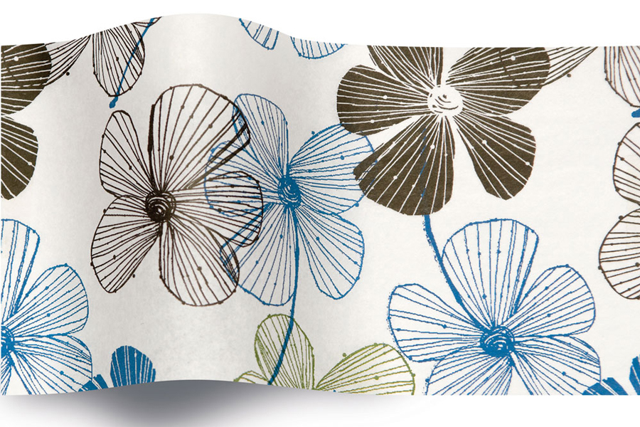 20 x 30 SATINWRAP TISSUE PAPER -  FLORAL LINES