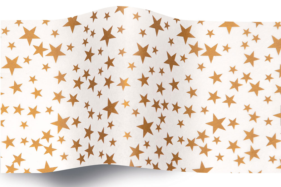 20 x 30 SATINWRAP TISSUE PAPER - GOLD STAR/WHITE