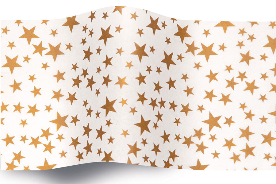 20 x 30 SATINWRAP TISSUE PAPER -  GOLD STAR/WHITE