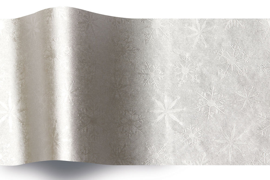 20 x 30 SATINWRAP TISSUE PAPER -  SILVER SNOWFLAKE EMBOSS