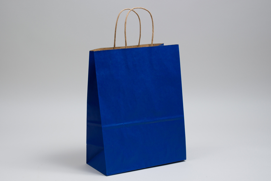 10 x 5 x 13 MATTE PARADE BLUE COLOR TINTED KRAFT PAPER SHOPPING BAGS