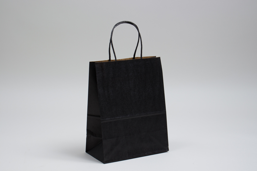 8 x 4.5 x 10.25 MATTE BLACK COLOR TINTED KRAFT PAPER SHOPPING BAGS