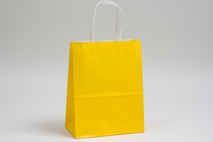 10 x 5 x 13 BUTTERCUP YELLOW COLOR TINTED PAPER SHOPPING BAGS