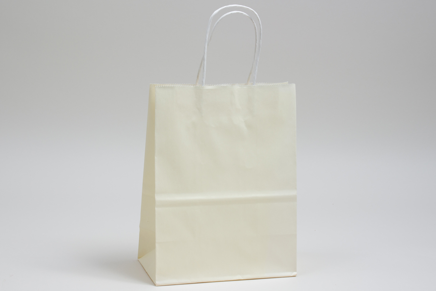 10 x 5 x 13 FRENCH VANILLA COLOR TINTED PAPER SHOPPING BAGS