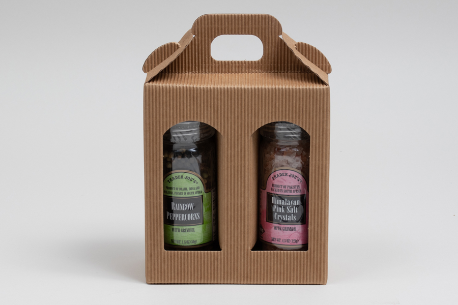 51/8 x 23/8 x 57/8” Natural Kraft Window Jar Carrier Boxes 2 Jar