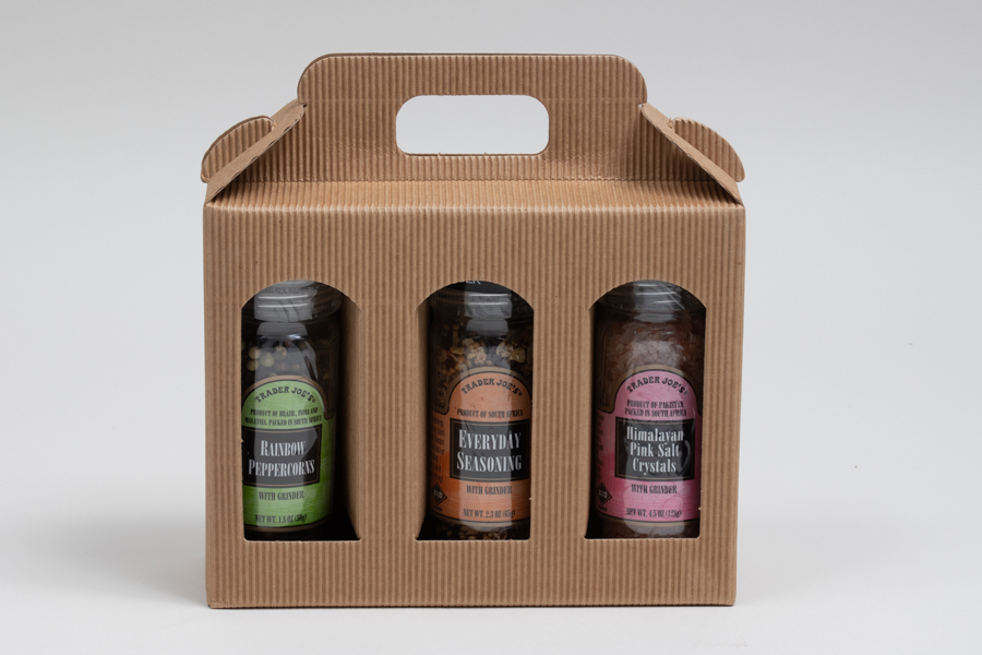 71/2 x 23/8 x 57/8” Natural Kraft Window Jar Carrier Boxes 3 Jar