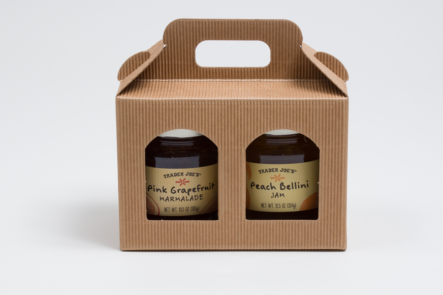 65/8 x 31/8 x 411/16” Natural Kraft Window Jar Carrier Boxes 2 Jar