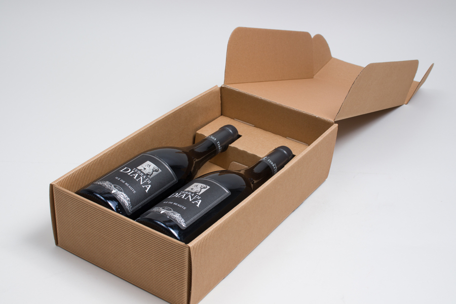 7.125 x 3.5 x 13" Natural Kraft Textured Rib Wine Bottle Gift Boxes – 2  (750ml) Bottles