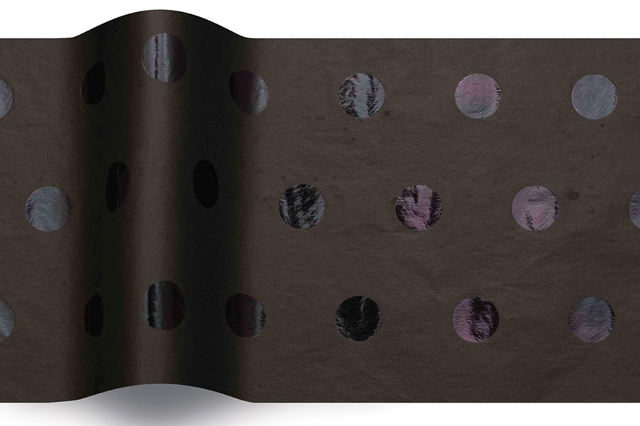 20 x 30 SATINWRAP TISSUE PAPER - BLACK ON BLACK HOT SPOTS REFLECTIONS
