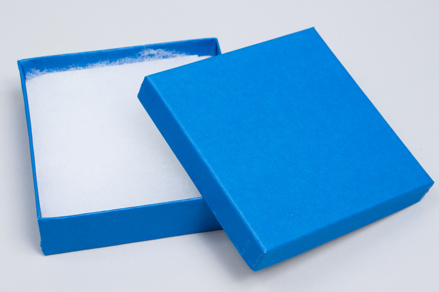 (#33) 3-1/2 X 3-1/2 X 1 MATTE COBALT BLUE JEWELRY BOXES