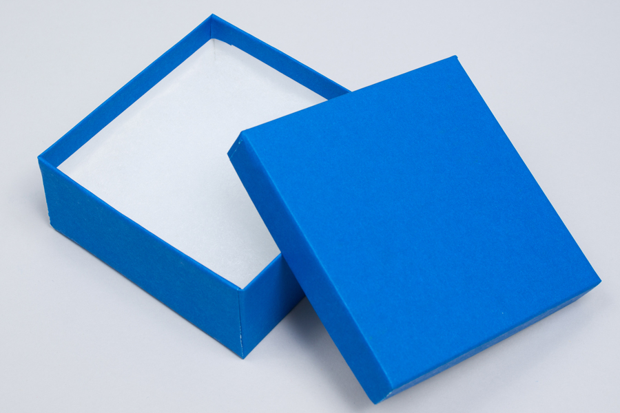 (#33D) 3-1/2 X 3-1/2 X 1-1/2 MATTE COBALT BLUE JEWELRY BOXES