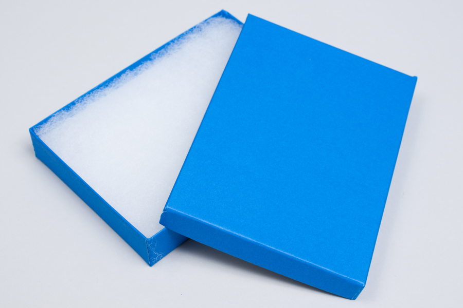(#53) 5-1/4 X 3-3/4 X 7/8 MATTE COBALT BLUE JEWELRY BOXES