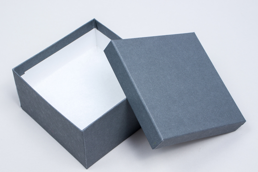 (#34) 3-1/2 x 3-1/2 x 2 Matte Slate Gray Jewelry Boxes