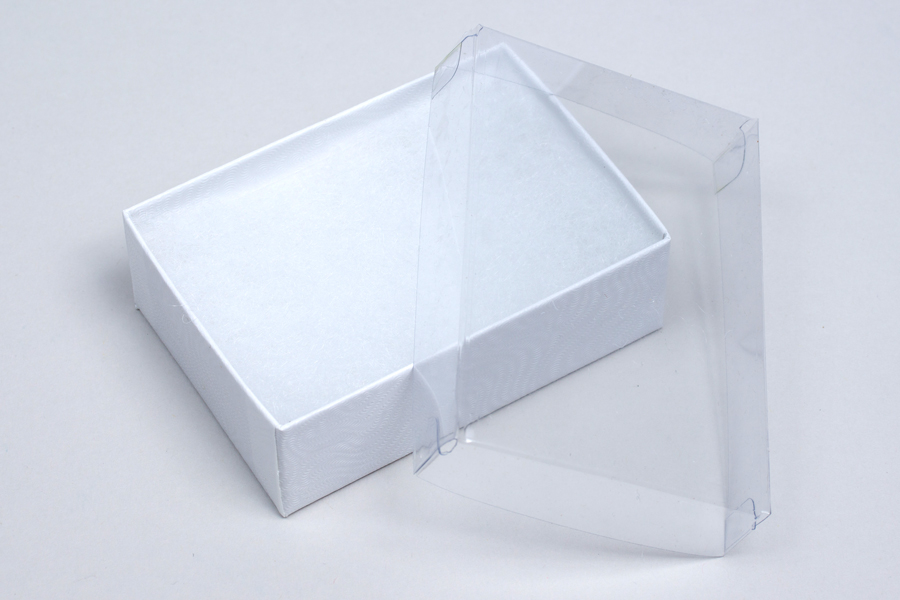 (#V32) 3-1/16 X 2-1/8 X 1 CLEAR TOP WHITE SWIRL JEWELRY BOXES