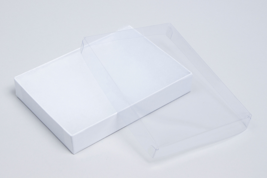 CLEAR LID & WHITE BASE 100  CLEAR LIDDED EARRING/JEWELLERY BOXES 41mm X 35mm 