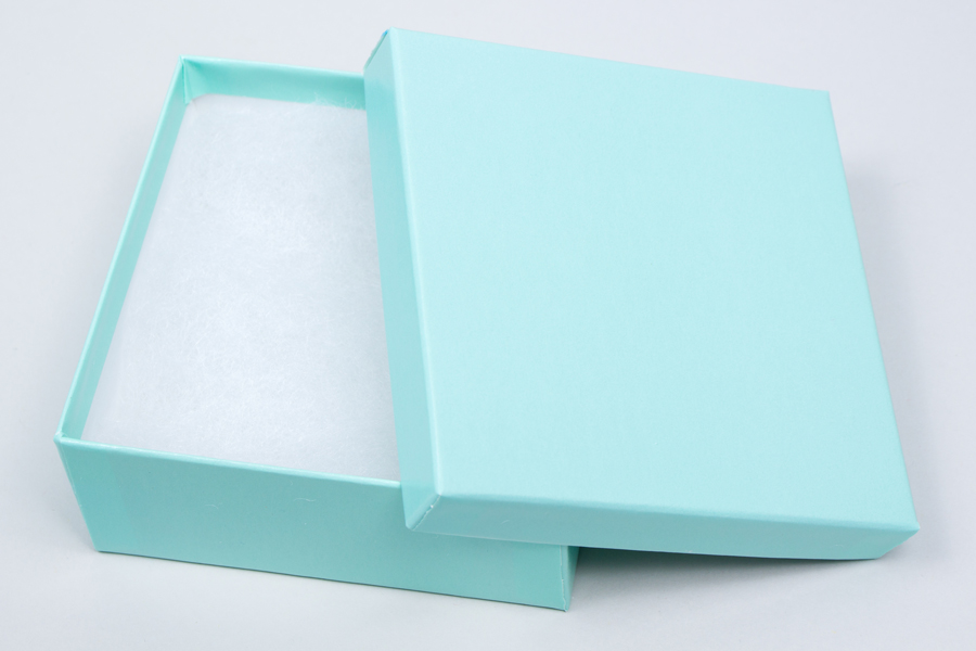 (#33D) 3-1/2 X 3-1/2 X 1-1/2 BLUE ICE GLOSS JEWELRY BOXES