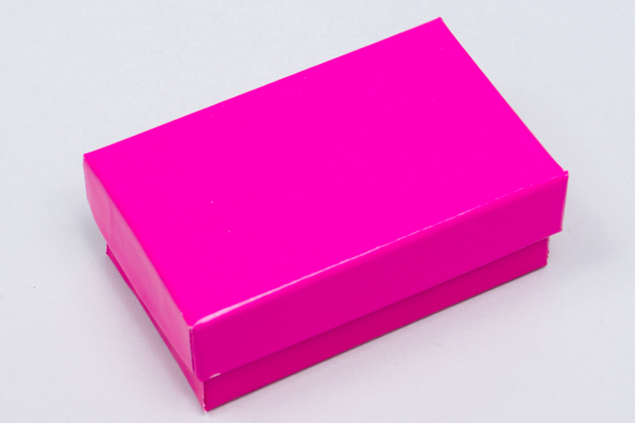 (#21) 2-1/2 X 1-1/2 X 7/8 GLOSS FUCHSIA PINK JEWELRY BOXES