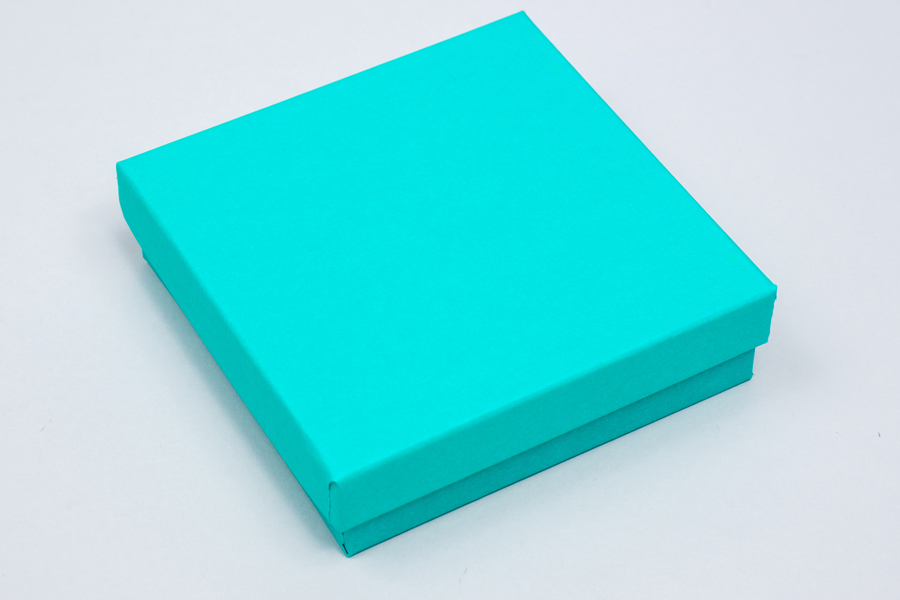 (33) 31/2 x 31/2 x 1 Matte Tropical Blue Jewelry Boxes