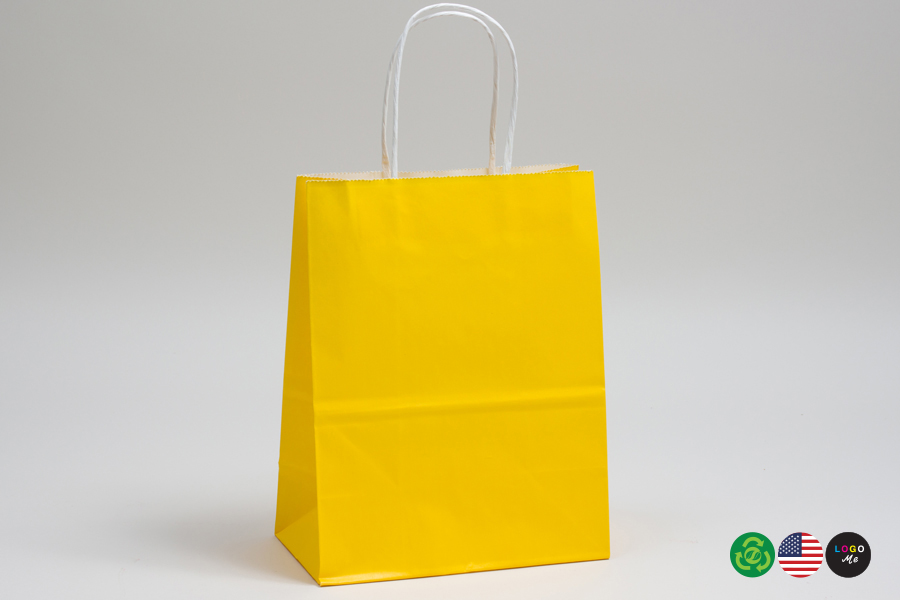 10 x 5 x 13 BUTTERCUP YELLOW COLOR TINTED PAPER SHOPPING BAGS
