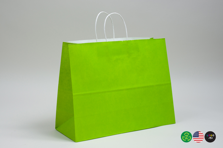 16 x 6 x 12 CITRUS GREEN COLOR TINTED PAPER SHOPPING BAGS