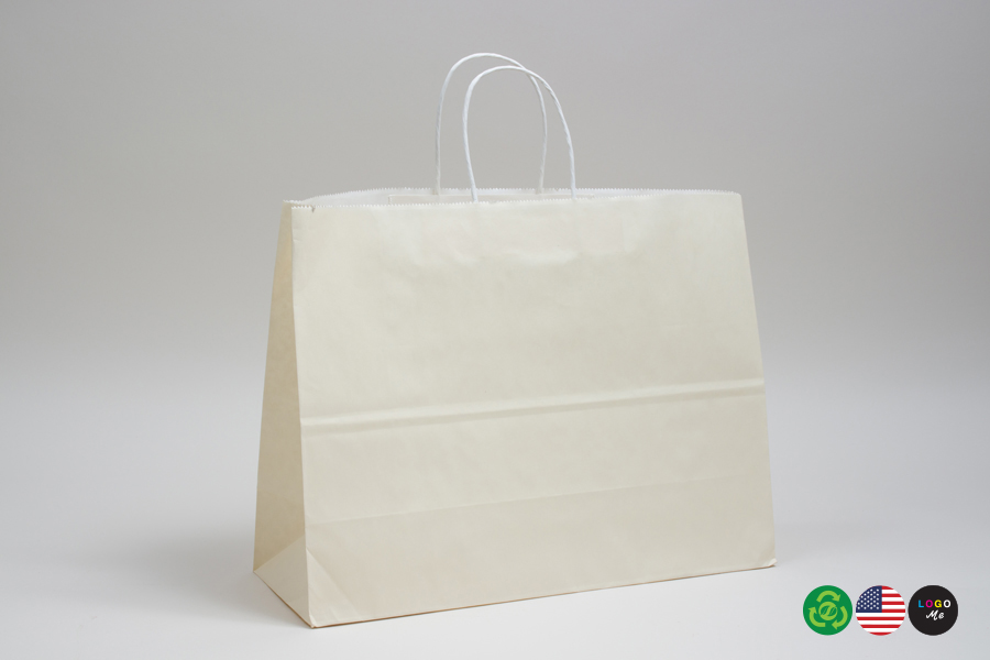 16 x 6 x 12 FRENCH VANILLA COLOR TINTED PAPER SHOPPING BAGS