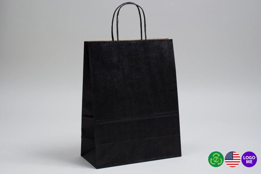 10 x 5 x 13 MATTE BLACK COLOR TINTED KRAFT PAPER SHOPPING BAGS
