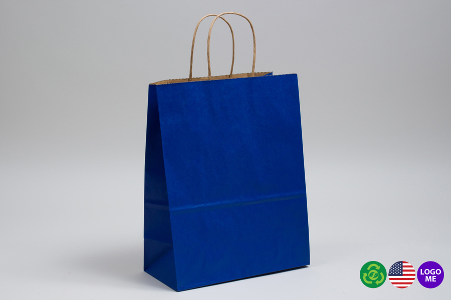 10 x 5 x 13 MATTE PARADE BLUE COLOR TINTED KRAFT PAPER SHOPPING BAGS