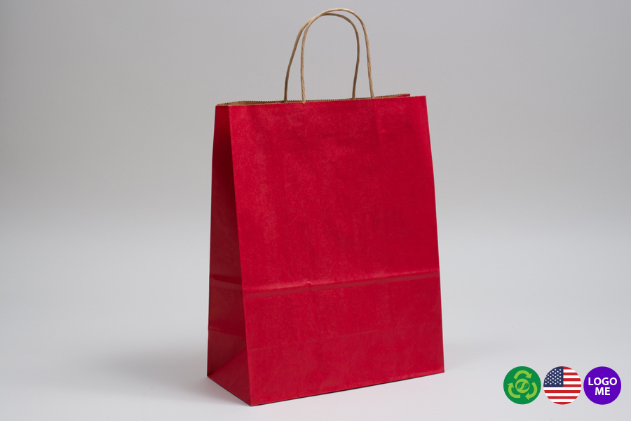 10 x 5 x 13 MATTE SCARLET RED COLOR TINTED KRAFT PAPER SHOPPING BAGS - ***CLOSEOUT***