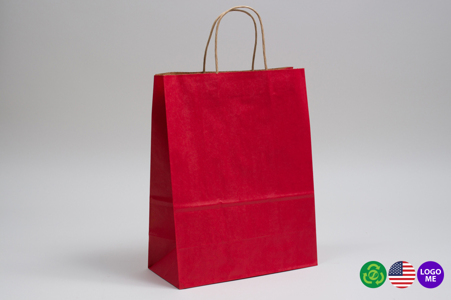 10 x 5 x 13 MATTE SCARLET RED COLOR TINTED KRAFT PAPER SHOPPING BAGS
