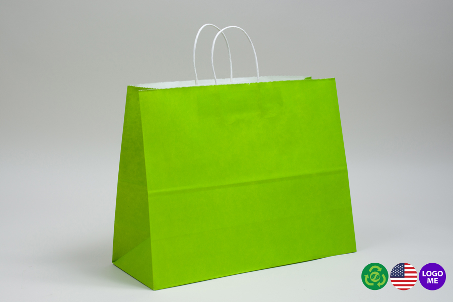 16 x 6 x 12 CITRUS GREEN COLOR TINTED PAPER SHOPPING BAGS