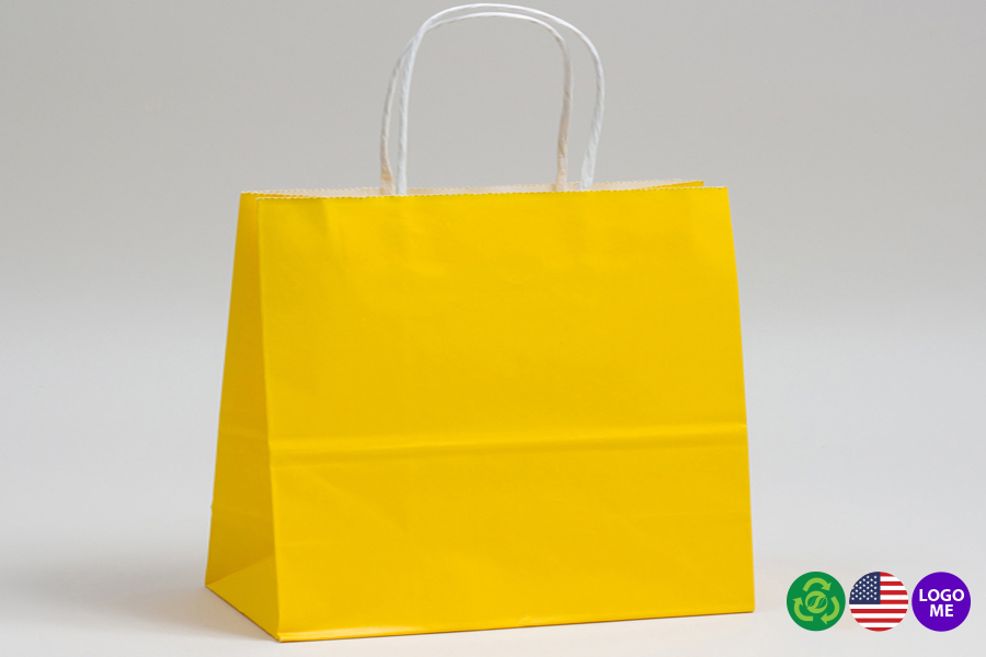 16 x 6 x 12 BUTTERCUP YELLOW COLOR TINTED PAPER SHOPPING BAGS