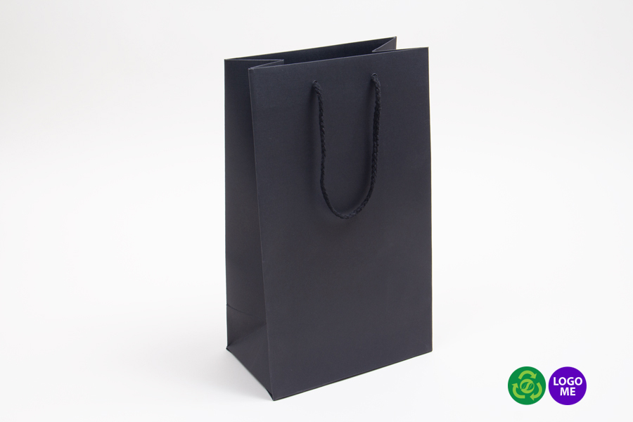 8 x 4.75 x 13.5 BLACK TEXTURED EUROTOTE SHOPPING BAGS